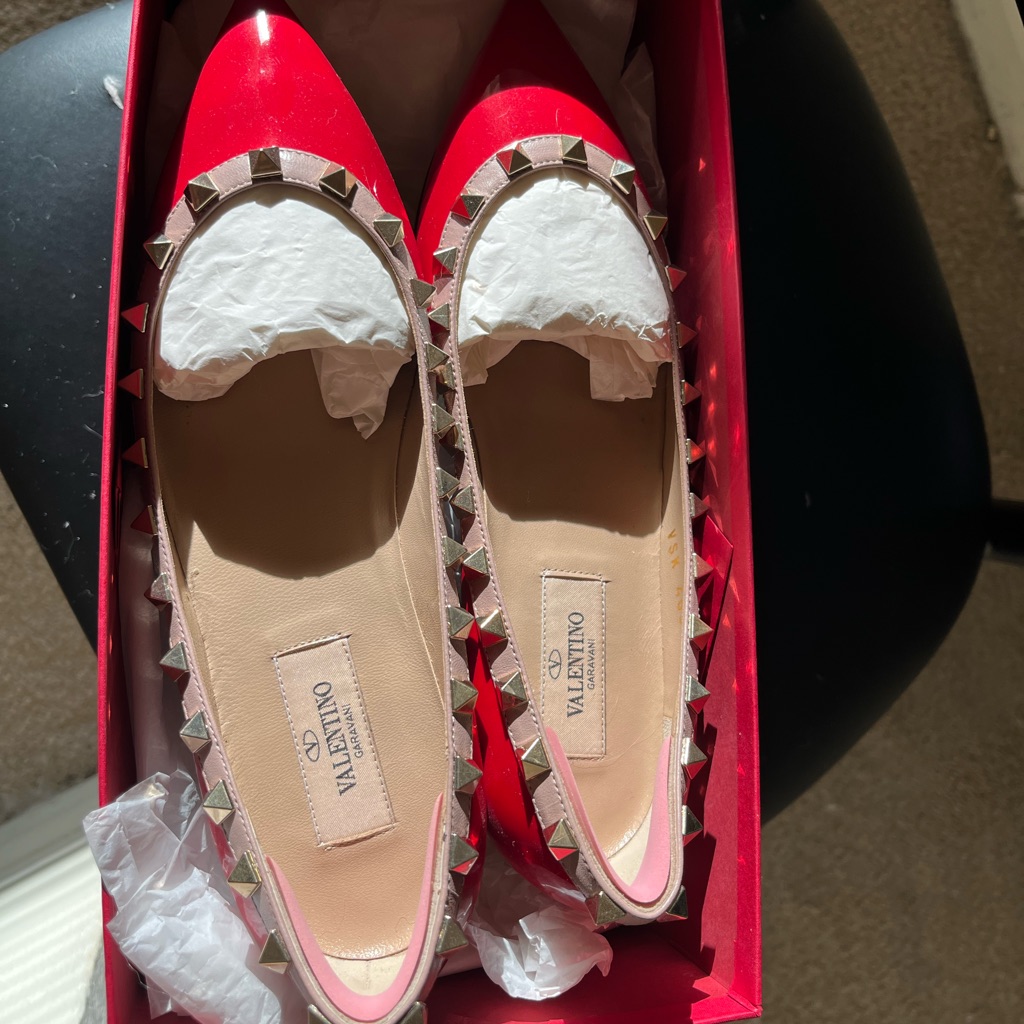 Valentino Flat Size 37 Red Brand New